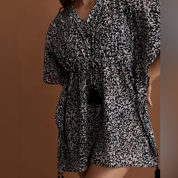 ECHO | Animal Print Red Cotton Caftan Cover-Up - Picture 10 of 12